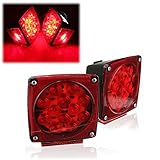 AUDEW Pair Square Tail Brake Lights Kit Water Resistant LED Side Marker for Boat/ Trailer Stop License Tail Brake