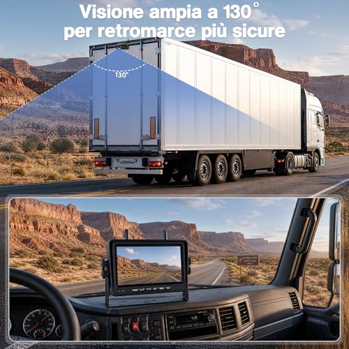 VASTEND Telecamera Retromarcia Solare Wireless 10000mAh, Monitor 7" IPS con DVR, Portata Lunga, Montaggio Magnetico, 1080P HD Visione Notturna, IP67 per Camper Furgone Camion(VS-7G)