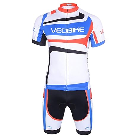 GWELL Herren Radtrikot Set Fahrradbekleidung Fahrrad Trikot Kurzarm + Radhose mit 3D Sitzpolster