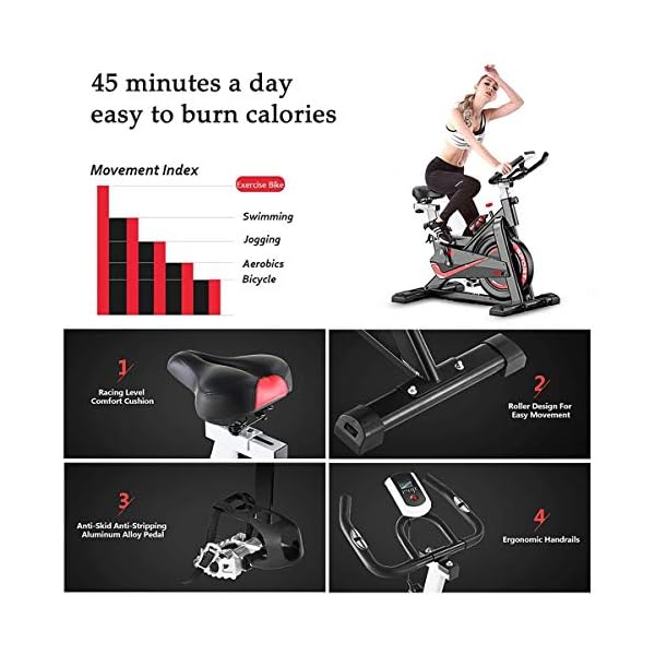AJUMKER Indoor Exercise Bike Spinning Bike Adjustable Handlebars&Seat Gym Home Workout All-inclusive Fitness Bicycle Stationary Heart Rate Function LCD Display 330lbs Affordability (UK Stock)