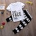 Little Boys Short Sleeve Letters Print T-Shirt and Cross Pants Outfit