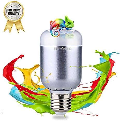 Smart LED Light Bulb - IVYOCK Color Changing Bulbs - Bluetooth Smartphone Controlled, Mood Lighting, Dimmable Reading Light, or Timer Wake Up Lightbulbs - Multicolored Party Lights