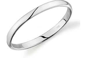10k Yellow or White or Rose Gold Light Comfort Fit 2mm Plain Wedding Band