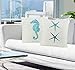 Beach Pillows Decorative Throw Pillows |Coastal Throw Pillows Covers 2 Pack 18 x 18 Inch| Beach Theme Couch Pillow Covers with Starfish & Seahorse