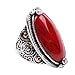 Fashion Ring,18K White Gold Plated Cubic Zirconia Ring with Red Synthetic-Turquoise Stone