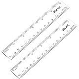 2 Pack 6 Inches Clear Plastic Ruler Straight Ruler Plastic Measuring Tool for Student School Office