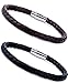 FIBO STEEL 2-3PCS Stainless Steel Braided Leather Bracelet for Men Women Wrist Cuff Bracelet 7.5-8.5 inches