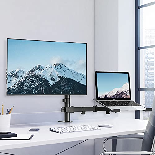 MOUNTUP Monitor Mount with Laptop Tray, Single Monitor Arm for 1327