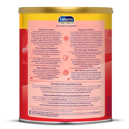 ENFAGROW PREMIUM TODDLER MILK NUTRITIONAL DRINK, ENFAGROW TODDLER DRINK, TRY OUR BRAIN-SUPPORTING TRIO, 32OZ CAN
