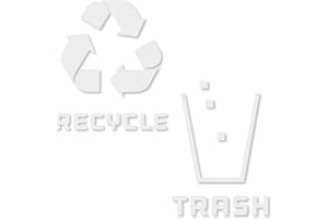 VINYL FRIEND Recycle and Trash Stickers Modern Logo (1 ea) Symbol to Organize Trash cans or Garbage containers and Walls - Vinyl Decal Sticker - Contour Cut (White Matte, XSmall)