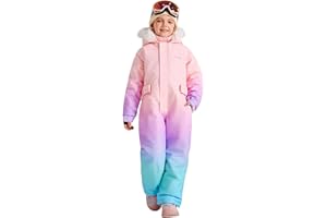 LaBeca Girls Snowsuit Waterproof Snowboarding Coveralls One Piece Ski Suit for Kids Winter Outdoor Windproof Jumpsuits