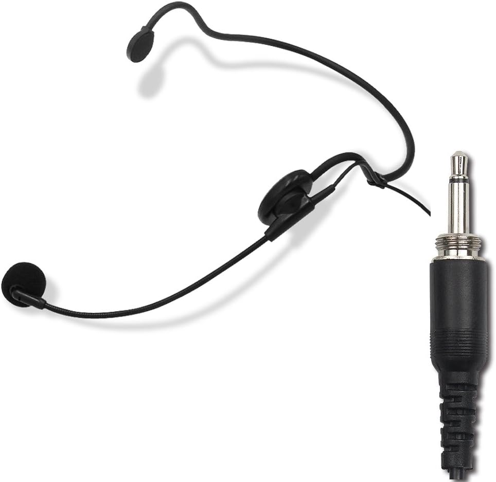 Nicad Cardioid Condenser Headset Microphone, Flexible Wired Boom (Screw Standard 3.5mm Connector Jack) for Belt Pack Mic Systems
