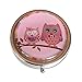 Pretty Pink Owls Fashionable Three Section Pocket Purse Travel Pill Box Case