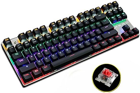 Ybee Z01 Mechanical Keyboard USB Wired Gaming Keyboard with Multi-colour Backlit Customize Backlit Function For gaming and Office (Red Switch) - 87keys