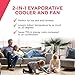 Frigidaire, EC200WF, Portable Indoor Outdoor Evaporative Air Fan and Humidifier, Swamp Cooler, 600 CFM, 250 Square Foot Effective Range