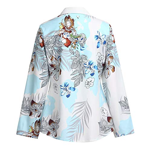 Respctful✿ Women Floral Top Long Sleeve Outwear Woman Button Down Shirts Plus Size Clothing for Women White