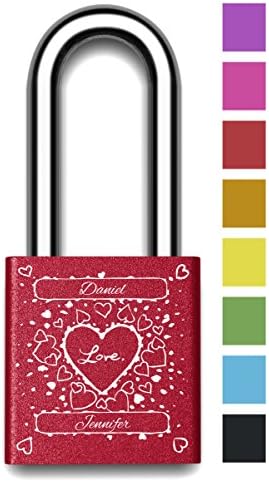 Customizable MakeLoveLocks - I Love You Random Hearts Love Lock 2" Red