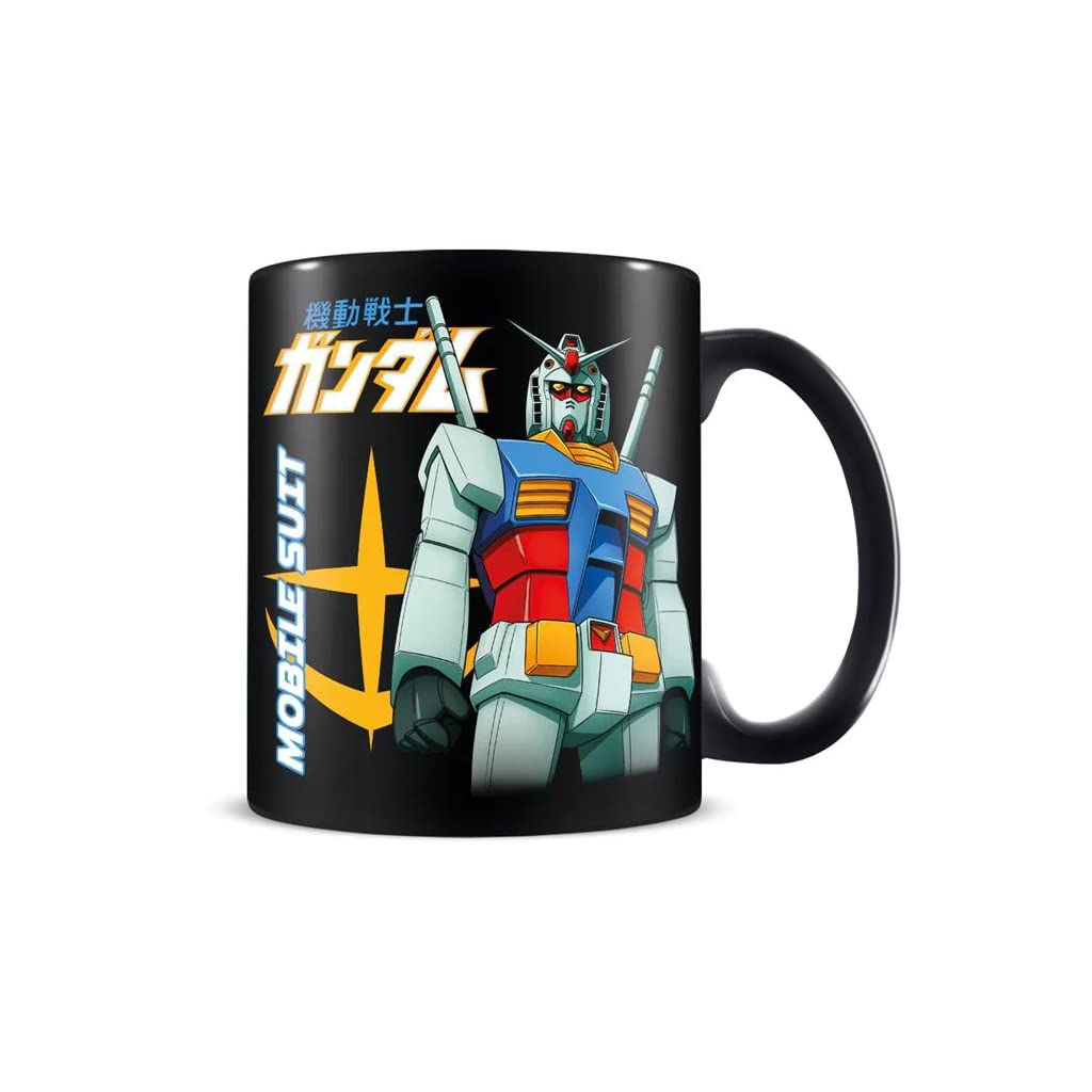 Gundam Mobile Suit Design 11oz Ceramic Black Coffee Mug in Presentation Gift Box - Official Gundam Merchandise