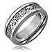 Cavalier Jewelers 8MM Men's Titanium Ring Wedding Band | Celtic Dragon Design Over Black Inlay