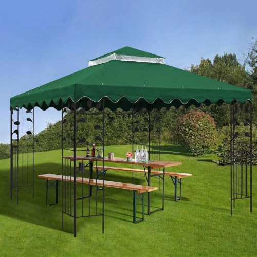 OKYUK Replacement Gazebo Roof with Breathable Mesh, UV Resistant, Stable Double Roof Construction, Waterproof, Includes Drainage Holes, Ideal for Garden Gazebos