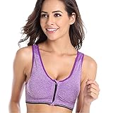 ROPALIA Padded Sports Bras Front Zipper High Impact Support Racerback Yoga Bra