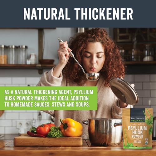 VIVA NATURALS ORGANIC PSYLLIUM HUSK POWDER, 10 OZ – FINELY GROUND, UNFLAVORED, VEGAN, KETO, PALEO, NON-GMO PLANT-BASED SUPERFOOD, GOOD SOURCE OF FIBER FOR GLUTEN-FREE BAKING, JUICES & SMOOTHIES
