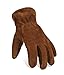 OZERO Thermal Gloves, Genuine Cowhide Leather Snow Working Glove Lined with Thick and Warm Imitation Lambswool - Cold Proof, Windproof and Wear-resistant for Men & Women - Brown/X-Large