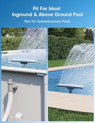 POOLHACKER Original Pool Sprinkler Fountains for Above and In-ground Pools, Adjustable Whale Tail Waterfall Wide Width for Relaxation & Cooling, 10-20 Degrees, Gray