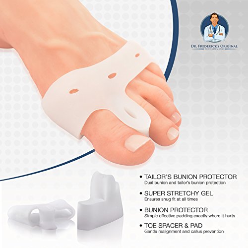 Dr. Frederick's Original Deluxe Bunion Pad & Toe Spacer 2 Pieces Soft Gel Toe Separators for