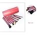 12pcs Professional Makeup Brushes Make Up Brush Set & Leather Brush Holder Pot（Red rose）