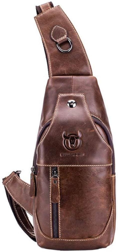 Xieben Leather Sling Bag for Men Outdoor Travel Sports Chest Bag Hiking Camping Casyak Crossbody Shoulder Pack Day Pack Backpack Pouch Purse
