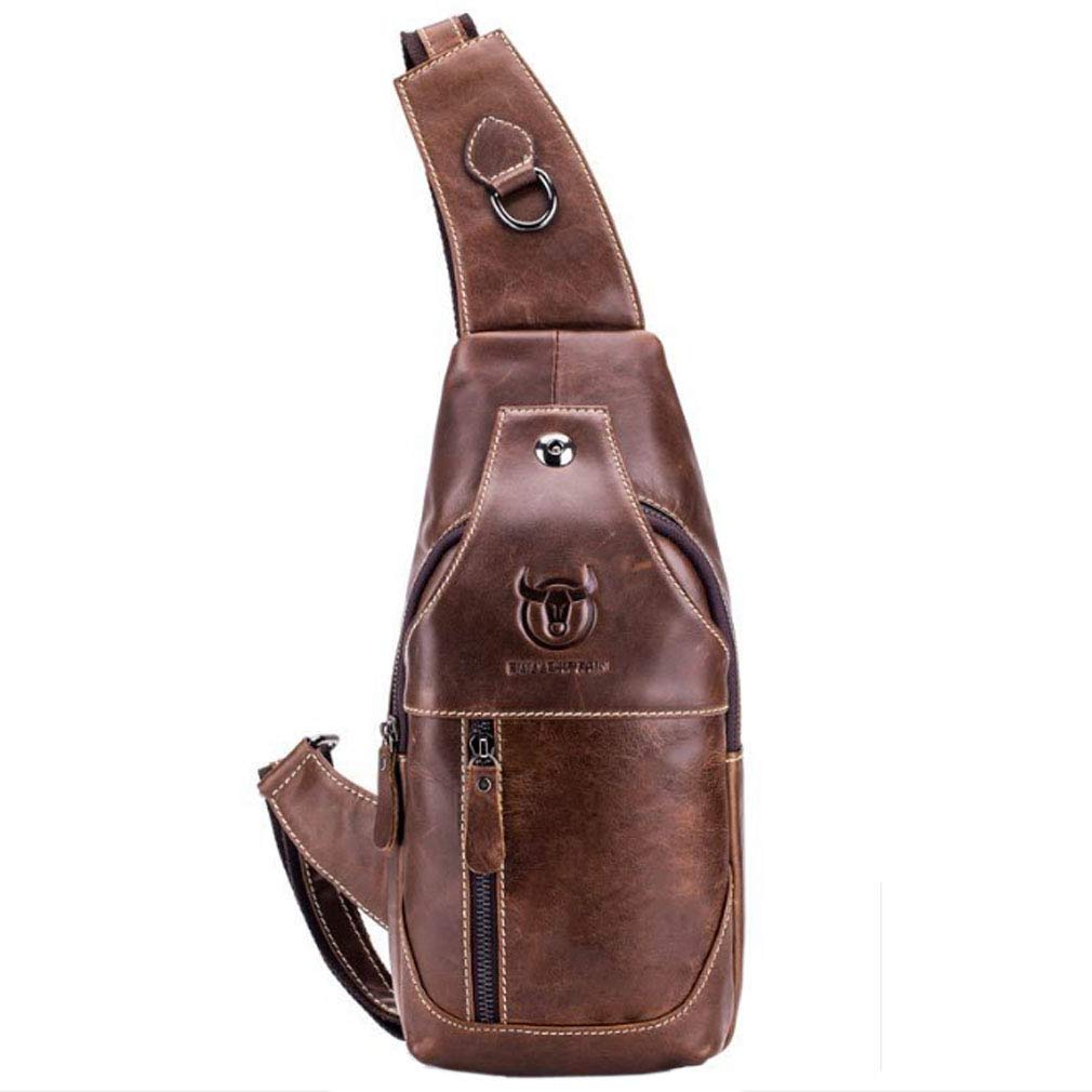 Xieben Leather Sling Bag for Men Outdoor Travel Sports Chest Bag Hiking Camping Casyak Crossbody Shoulder Pack Day Pack Backpack Pouch Purse