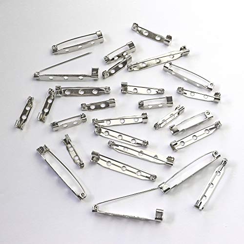Bar Pins Brooch Clasp Pin Backs Safety Pin 120 Pieces Silver for Name Tags, Badges (4 Sizes 20mm 25mm 32mm 38mm)