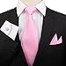 Stylefad Men's Solid Plaid Wide Neck Tie Set Hanky Cufflink Pink