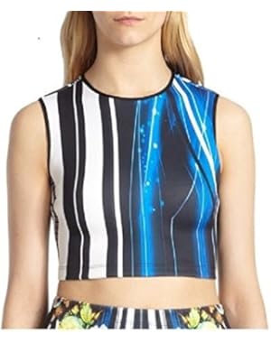 L blue white black Winter Solstice Neoprene crop top
