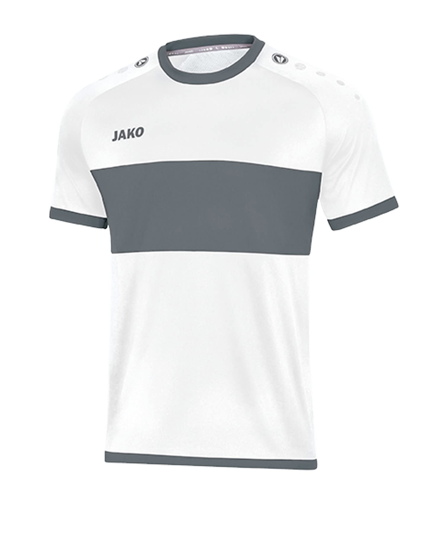 JAKO Men's Short-Sleeved Sports Jersey, Size 2XL, White/Stone Grey