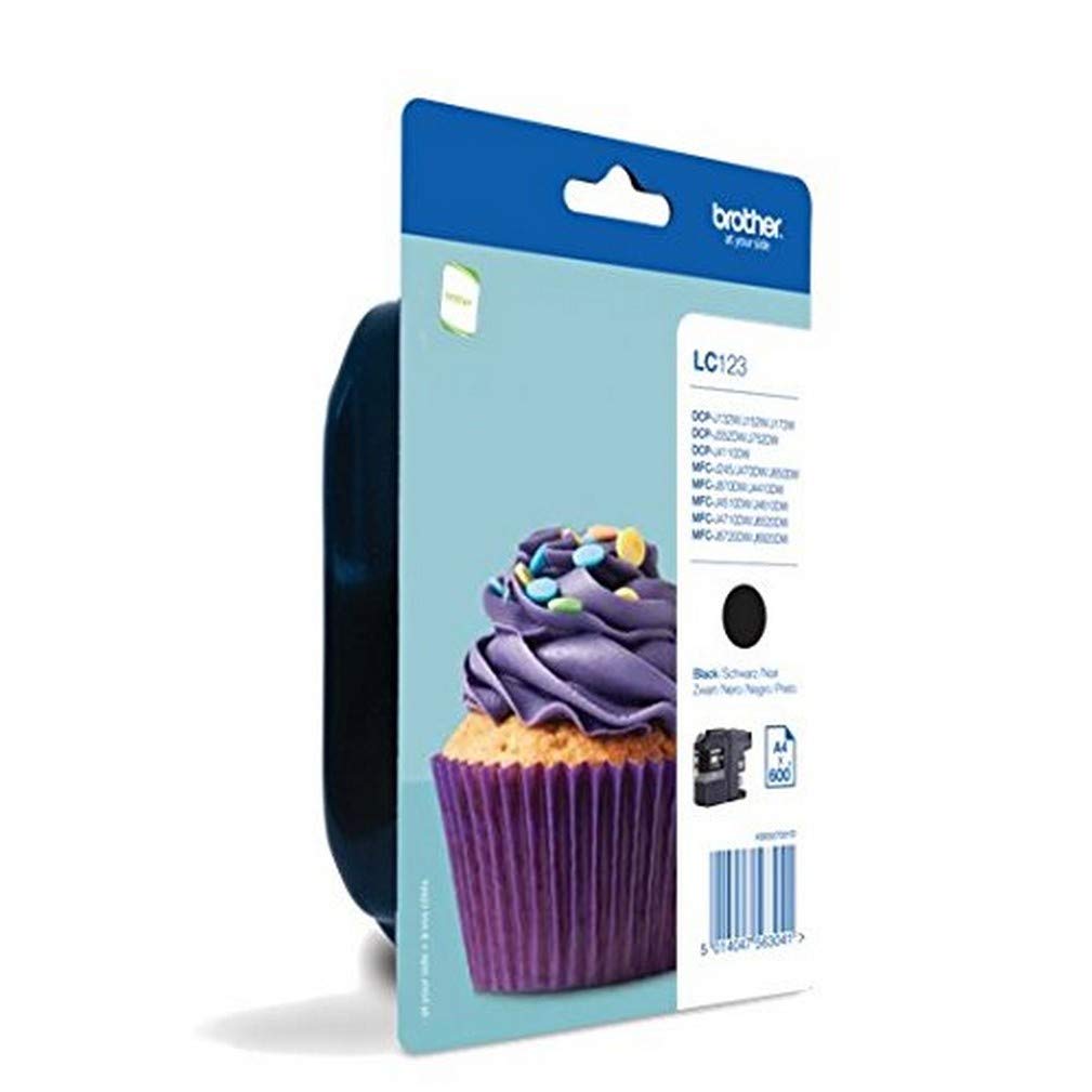 Brother LC-123BKBP LC-123 Ink Cartridge Standard Capacity 600-Page in Blister Packaging Black