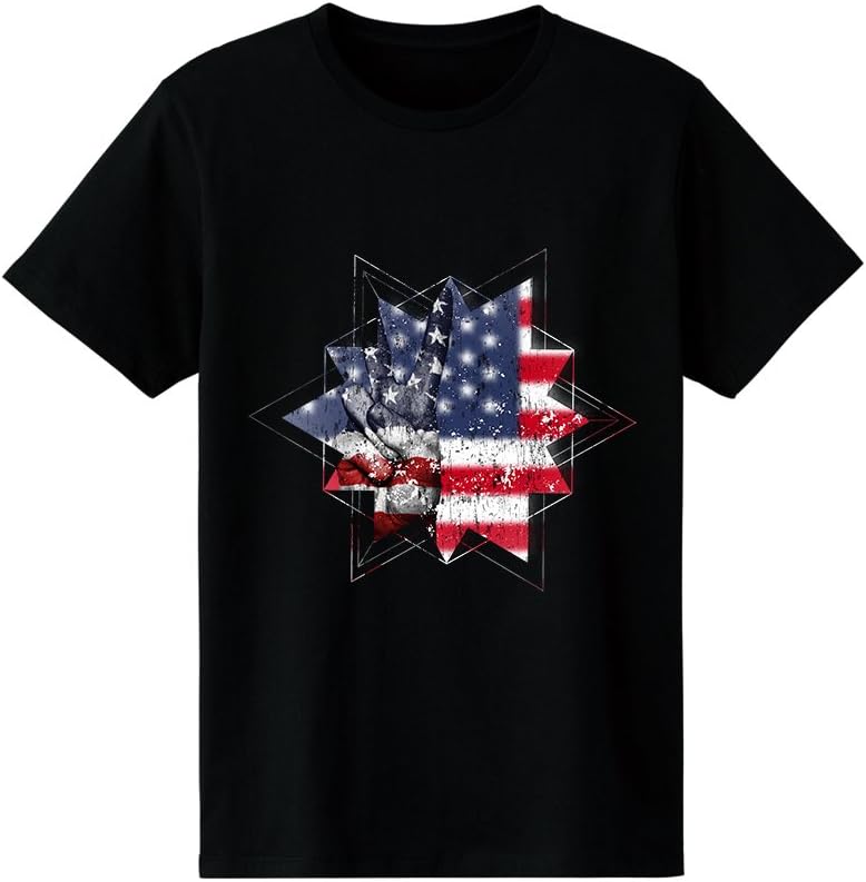 Victory Gesture US Graphic Men fot Gift Tee Short Sleeve National Flag T-Shirts