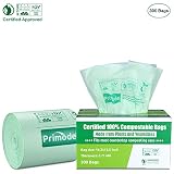 Primode 100% Compostable Bags, 2.6 Gallon Food Scraps Yard Waste Bags, 300 Count, Extra Thick 0.71 Mil. ASTM D6400 Compost Bags Small Kitchen Bags, Certified by BPI and TUV