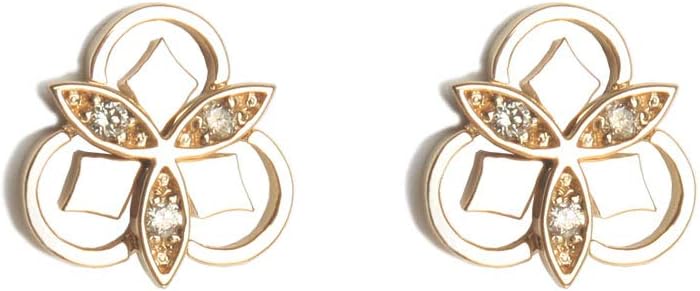 Iris Collection 14K Yellow Gold Cognac Diamond Brave Stud Earrings Length 0.31 inches Width 0.31 inches