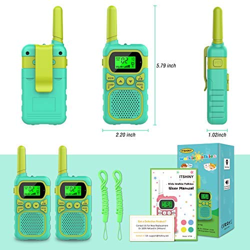ITSHINY Kids Walkie Talkies with 22 Channels & 3 Mile Range for Outdoor Hiking Camping Children Toy Gifts for 3-12 Year Old Boys Girls -Green