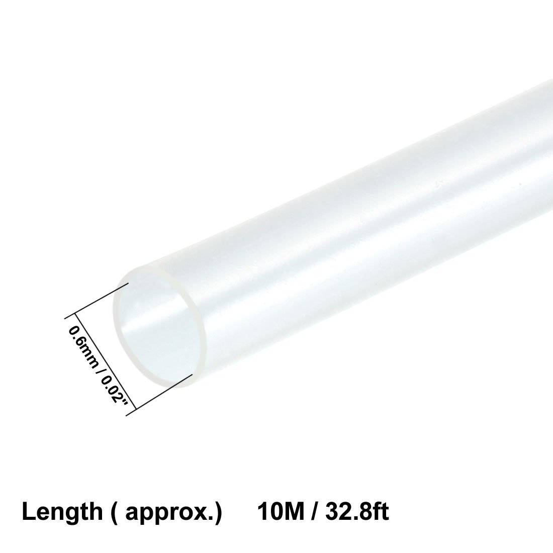 sourcing map Heat Shrink Tubing, 0.6mm Dia 2:1 Heat Shrink Wrap Cable Sleeve Heat Shrink Tube 10m Length Clear - Image 3