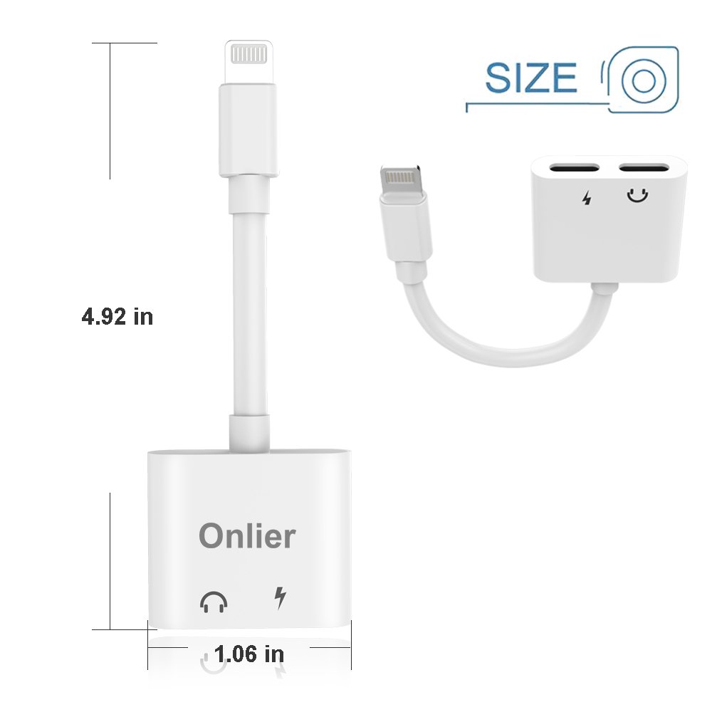 Compatible Adapter & Splitter, Dual Headphone Audio & Charge Adapter，2 in 1 Dual Adapter for Jack Call + Sync + Charging + Music for iPhone X/8/8Plus/7/7Plus
