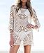 Bestyou® Women's Long Sleeve Lace Crochet Bikini Cover up Tunic Beach Dress (Beige)
