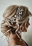FXmimior Bride Hair Accessories Crystal Hair Vine Earrings Sets Headband Wedding Hair Comb Evening Party Hair Piece (silver) (headband ONLY)