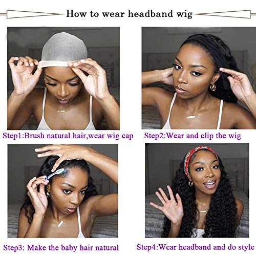 Headband Wigs Human Hair Body Wave 16 Inch Wet and Wavy wigs Human Hair Headband Wig Brazilian Virgin hair Human Hair Wig Natural Color