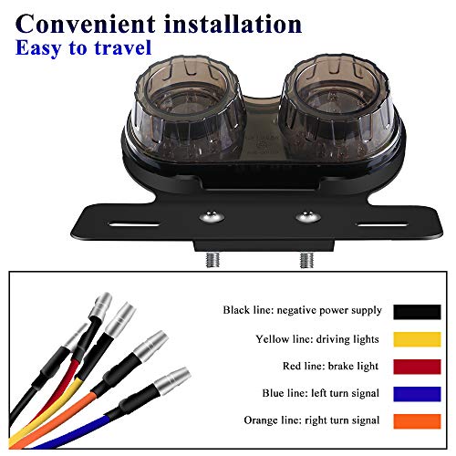 Sidaqi Motorcycle Tail Light 40W 40-LED Dual Brake Light Integrated Turn Signal & Driving Light With License Plate… - Image 4