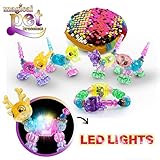 Twisted animal bracelet toy set DIY Kids Jewelry Craft Set LED Light Children’s Bracelet Collectible Accessory Set for Girls Multipack Beaded Animal Figurine Bracelet with built in LED and Sequin Bag