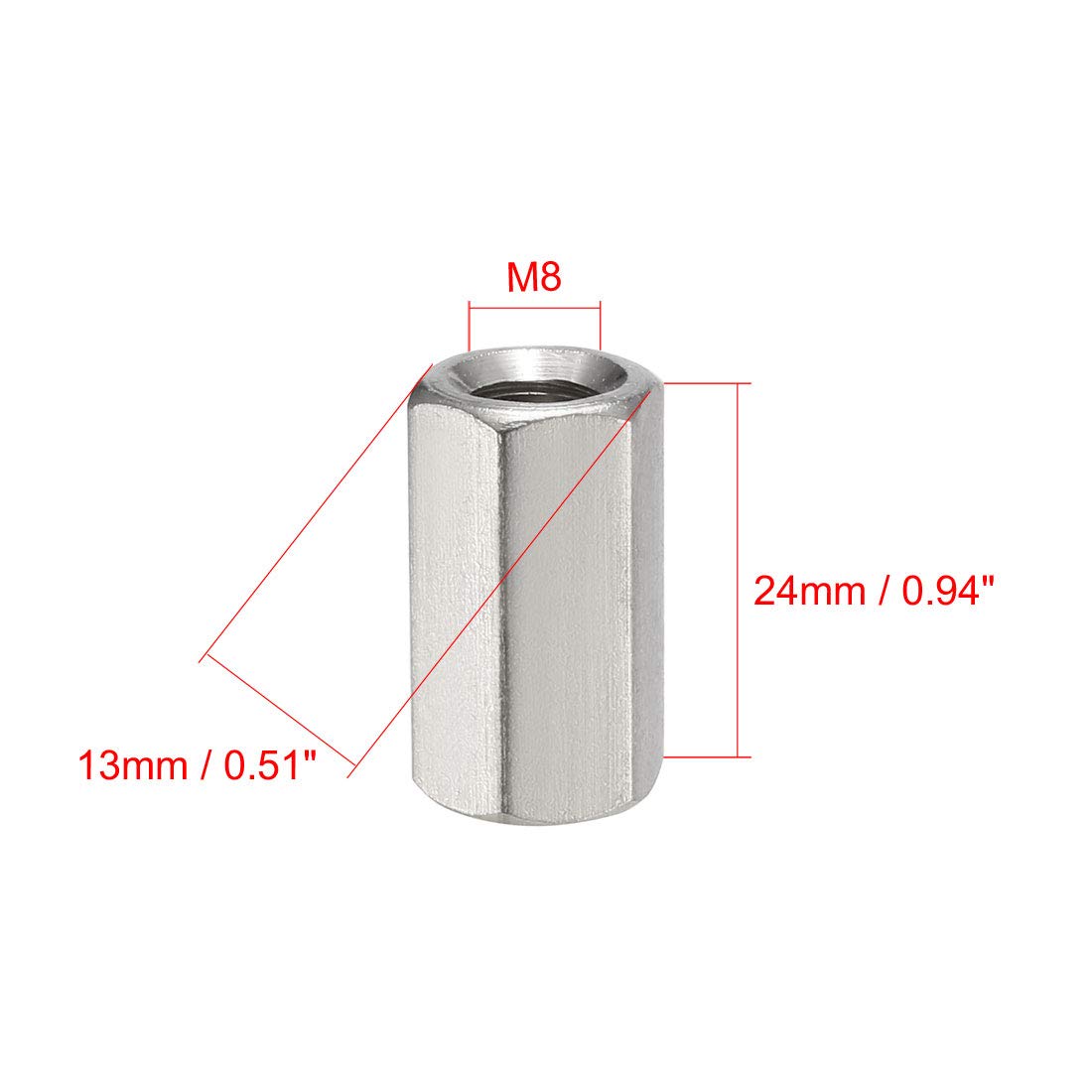 uxcell M12 X 1.75Pitch 40mm Length 304 Stainless Steel Metric Hex