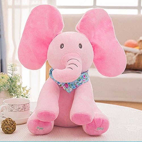The Original Elephant Peek A Boo Animated Flappy Plush Toys Pink